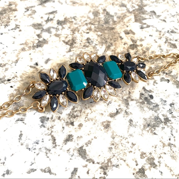 J.CREW Rhinestone Navy & Forest Green Bracelet - Picture 2 of 4